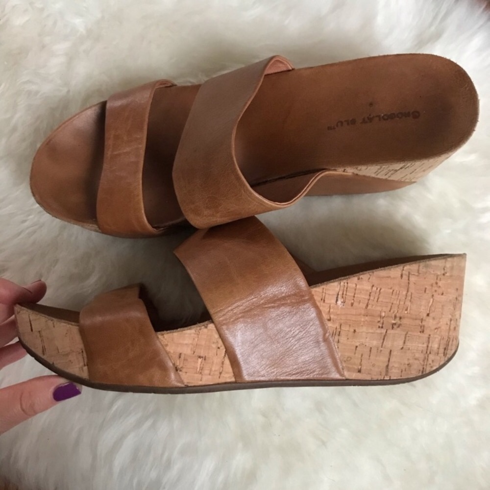 Chocolat Blu Brown Waller Leather Wedge Sandal